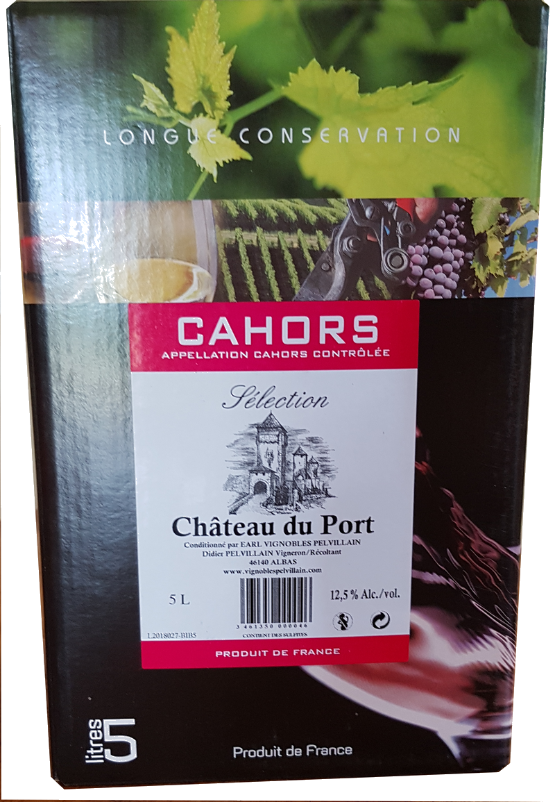Château du Port Tradition AOP Cahors 2017 -  Malbec -  Bag in Box 5L